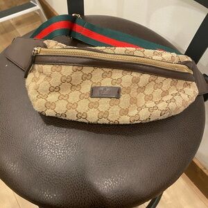 Gucci Tan and Brown Monogram Belt Bag